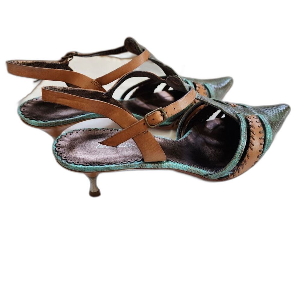 Apepazza Snakeskin Design, Leather Slingback Shoes.  Size EU 41 USA 10